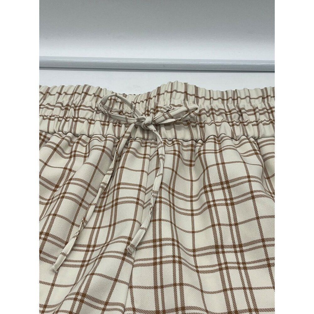 Melrose and Market Women’s High-waist, Twill Shorts, Ivory-Tan Jenn Plaid, S - Picture 4 of 6